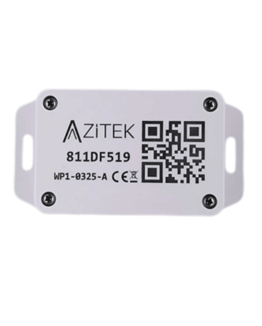 Tag RTLS Azitek com QR code e identificação para rastreamento em tempo real na localização de bens patrimoniais